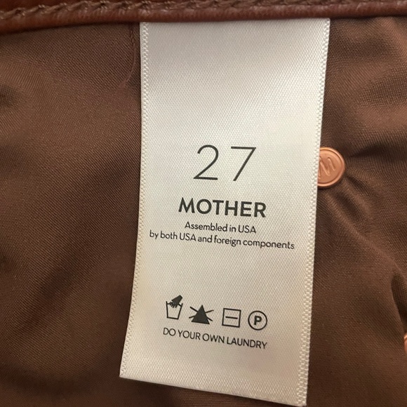 Mother The Mid Rise Dazzler Ankle Jeans 27 Brown Wax On Wax Off Faux Leather - Picture 9 of 14